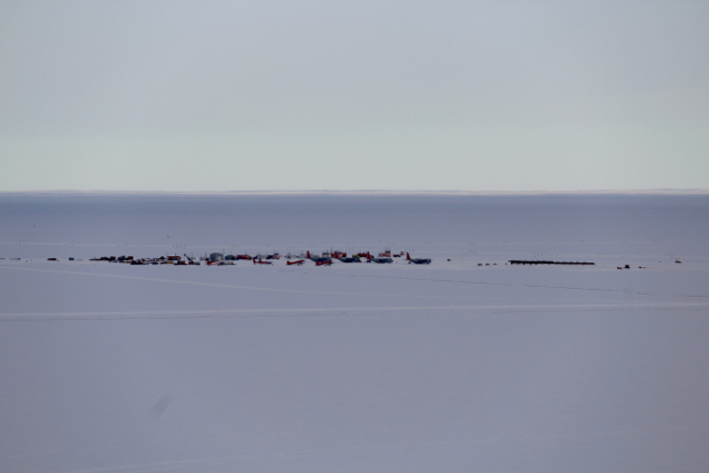 A view of Willy Field on the drive between McMurdo Station and Scott Base en route to the Pressure Ridge Tour