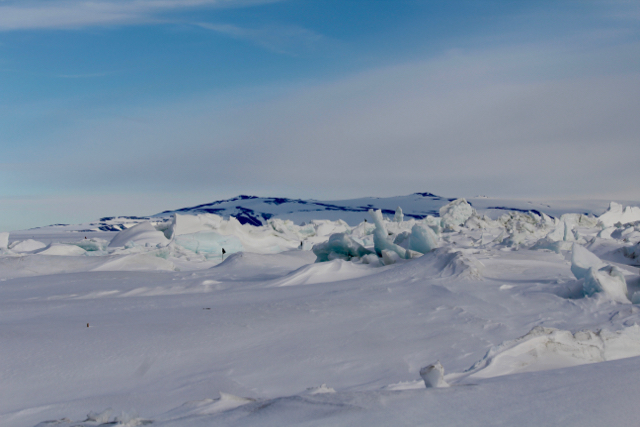 A first view of the pressure ridges between the Ross Sea Ice and the Ross Permanent Ice Shelf