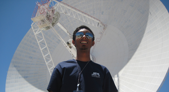 Deepak Atyam at the Goldstone Deep Space Network Facility