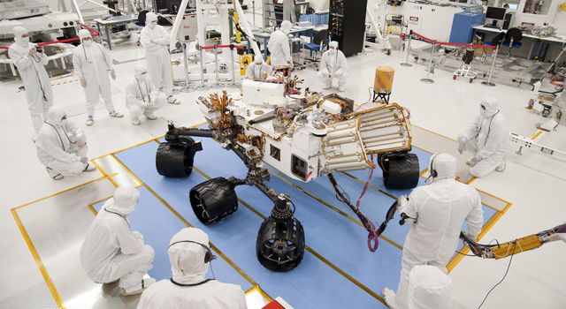Curiosity in the clean room at JPL