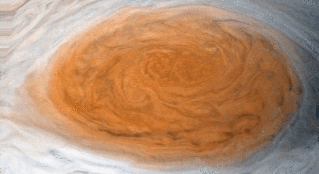 animation simulates the motion of clouds in Jupiter's Great Red Spot
