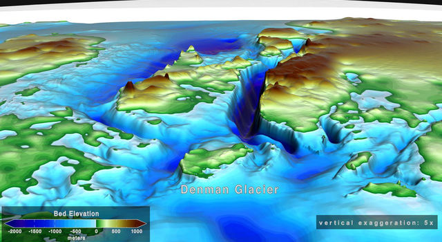 slide 2 - Vertically exaggerated image of the ground under Denman Glacier in East Antarctica