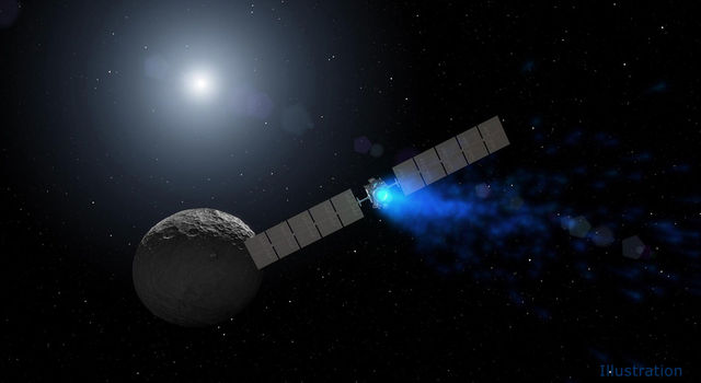 Artist's rendering shows NASA's Dawn spacecraft