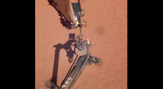 On June 28, 2019, NASA's InSight lander used its robotic arm to move the support structure for its digging instrument