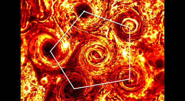 Infrared image of Jupiter's south pole