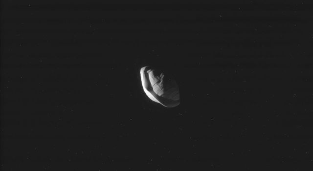 This raw, unprocessed image of Saturn's moon Pan was taken on March 7, 2017.