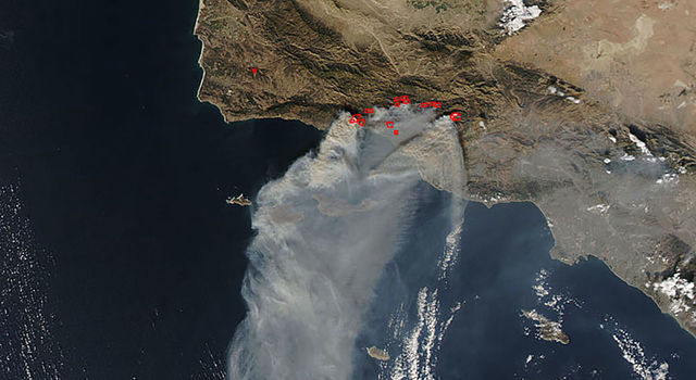 slide 2 - Natural-color image of the Thomas Fire in Ventura County, California