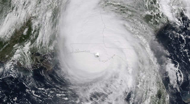 slide 2 - NOAA's GOES-East satellite captured this image of Hurricane Michael as it came ashore near Mexico Beach, Florida, on Oct. 10, 2018