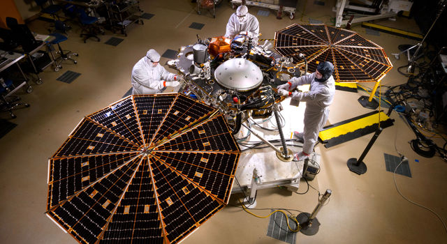 Insight spacecraft in the clean room
