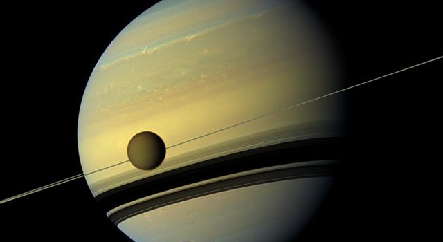 Saturn and its moon Titan