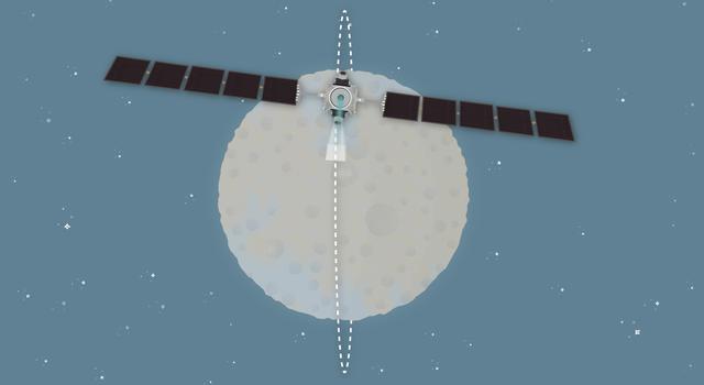 Pixel Puzzler, Pi in the Sky Math Problem – Illustration of NASA's Dawn spacecraft orbiting Ceres