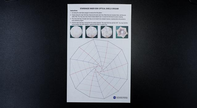 Photograph showing an 11x17 printout of the Starshade Template