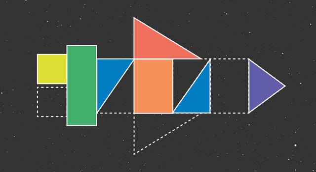 Graphic illustrating the tangram rocket