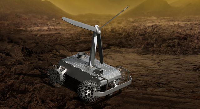 Artist's concept of a mechanical rover on Venus