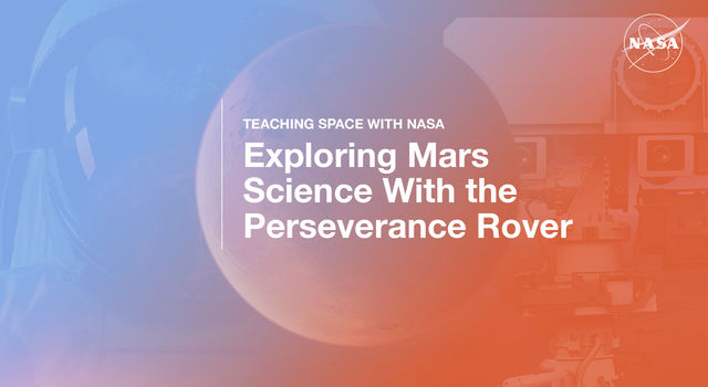 Graphic showing a collage of an astronaut, Mars and a rover