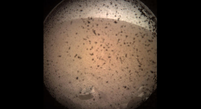 This is the first image taken by NASA's InSight lander on the surface of Mars.