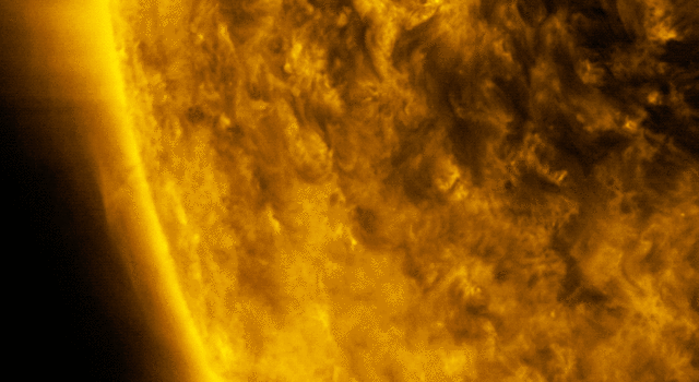 Animated image of Mercury passing in front of the Sun during the 2016 transit of Mercury